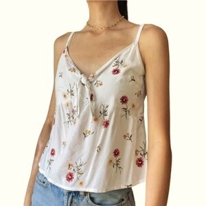 HOLLISTER LADIES TIE FRONT FLORAL TANK TOP- S